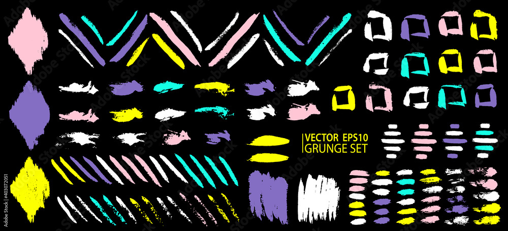 Poster grunge design elements set. grunge shapes collection for patterns or backdrops. grungy splatter. pai