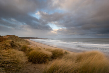 Fototapeta na wymiar Winter Walks in Northumberland, Alnmouth Bay Beach