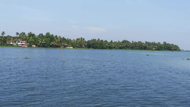 Boating in Vembanad lake, vaikom,Kerala, India.