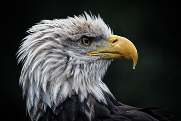 Weißkopfseeadler, portrait vor schwarzem hintergrund, Haliaeetus leucocephalus
