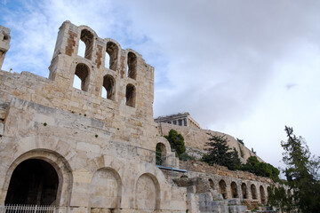 Fototapeta premium Athens - December 2019: view of Theatre of Dionysus