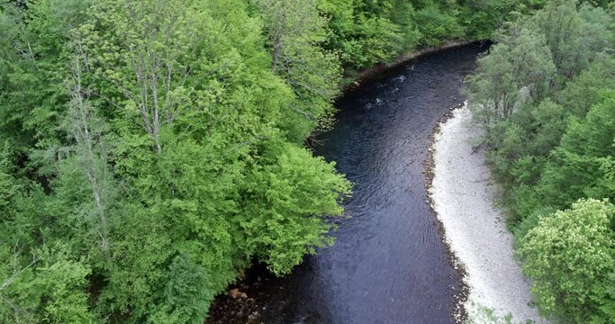 Aerial view of the Kolpa (Kupa) River in its canyon