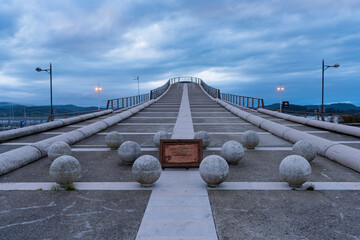 Fishing port of Santo&ntilde;a at dusk, Parque Natural de las Marismas de Santo&ntilde;a, Victoria y Joyel, Cantabria, Spain, Europe