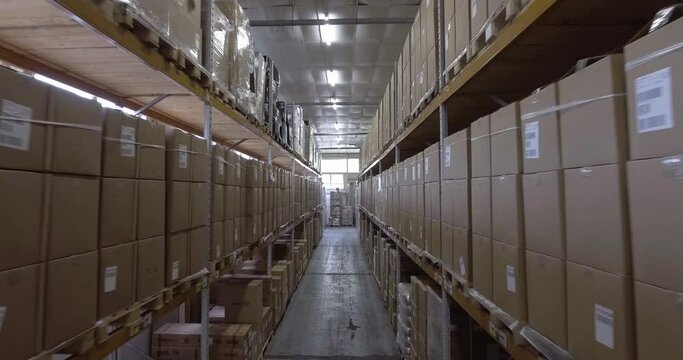 Warehouse shelving fly through