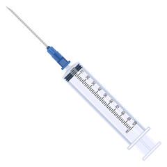 Disposable 100 ml syringe. Realistic image. Vector illustration on a white background.
