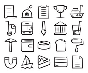 hand drawn and sketch of web icons set vector