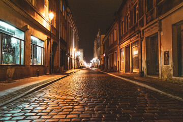 Grudziądz old streets in night, Poland