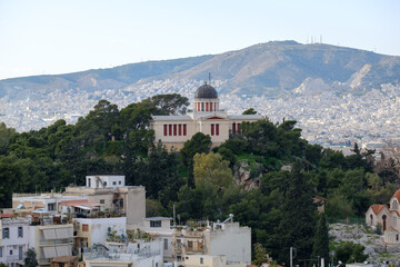 Fototapeta na wymiar Athens - December 2019: view of Church of St Marina in Thissio