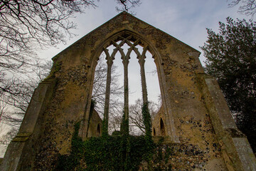 The ruins of the 13th century St Mary's Church in Tivetshall, Norfolk, UK