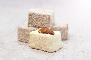 Turkish Delight (Lokum) on white background