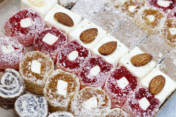 A set Turkish Delight (Lokum), tasty colored food