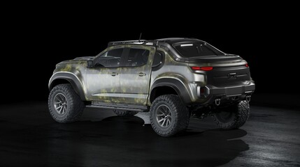 Fototapeta na wymiar 3D rendering of a brand-less generic pickup truck