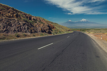the road and Ararat mountain