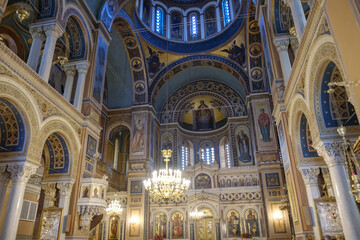 Fototapeta na wymiar Athens - December 2019: internal of Metropolitan Cathedral of Athens