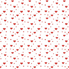 the same seamless pattern on white background , painted red hearts