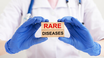 Rare diseases inscription words. Medical concept of unusual disorders