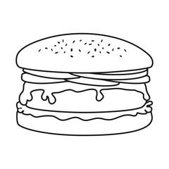 Hamburger with beef and cheese on the burger bun food vector