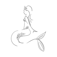Mermaid siren sitting by sea vector