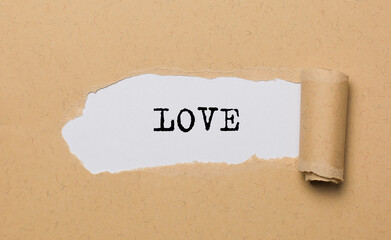 love on torn paper background love and valentine concept
