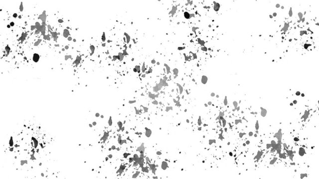 black spots of paint, splashes appear on a white background. completely sketched in black.