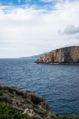 Sardinia, view of the limestone cliff on the sea