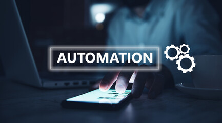 holding phone with automation text in screen