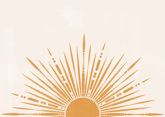 Orange Sun print boho minimalist printable wall art geometric abstract sunset print