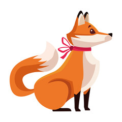 cute fox with christmas bow character