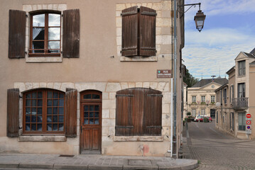 Anciennes maisons rue Ajasson de Grandsagne à la Châtre (36400), Indre en Centre-Val-de-Loire ,...