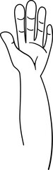 Raised open hand or hand up vector drawing