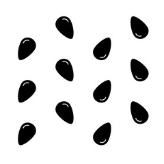 Watermelon seeds seamless repeating pattern in silhouette vector design