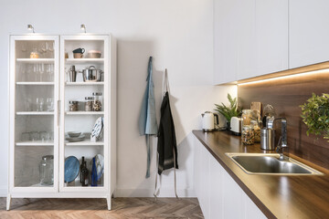 Modern kitchen room in new contemporary apartment
