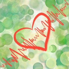 Heart shape on green background love illustration. design for Valentine's day card background. Web icon, symbol, sign. Art sketch.