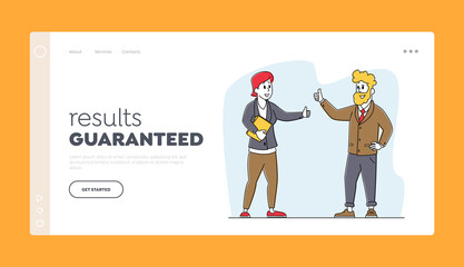Business Partners Agreement Landing Page Template. Characters Partnership, Deal. Businesspeople Meeting for Discussion