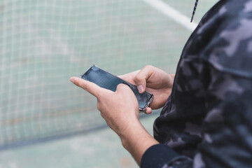 Preparing for an exercise session.