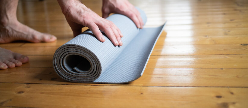 yoga mat on the floor