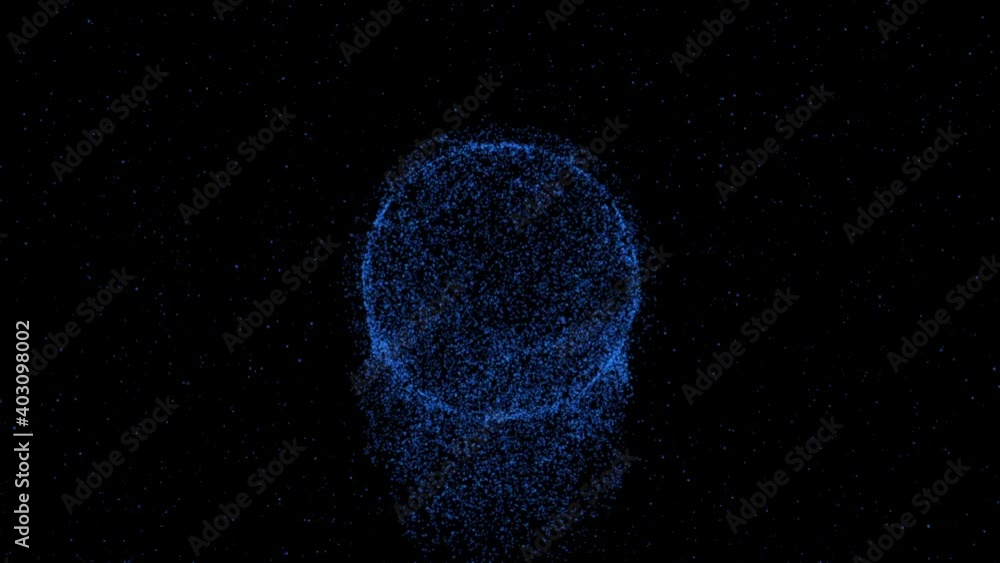 Aufkleber isolated black background. abstract particles, planet, electromagnetic radiation in outer space. 3d 