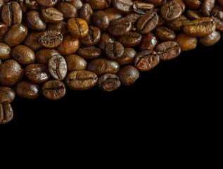 background of brown roasted coffee beans