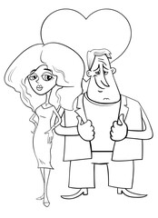 valentine card with woman and man characters in love