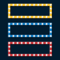 Retro light bulb billboard frame set, vector illustration