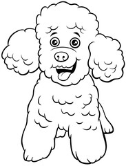 poodle toy dog cartoon animal character coloring book page