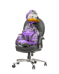 duck the astronaut is sitting like a boss