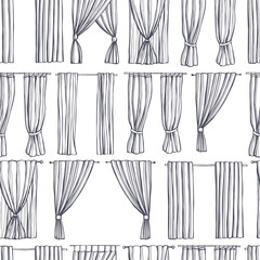 Curtains for windows. Vector pattern.