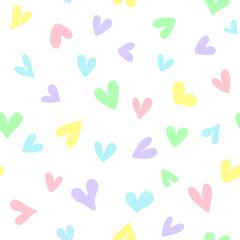 Romantic seamless pattern with doodle heart. Simple modern hand drawn background. Repeating vector for kids centre, kindergarten, wallpaper, card or wrapping paper.