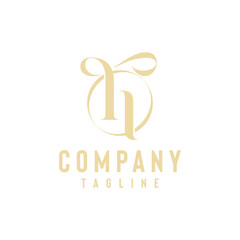 beauty salon logo monogram H lowercase letter initial design template
