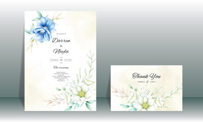 Fototapeta na wymiar Elegant and luxurious watercolor floral wedding invitation card