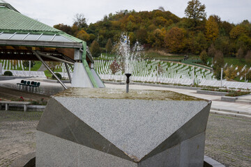 Srebrenica memorial center for war crimes victims commited in Bosnian war
