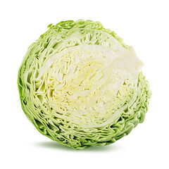 Obraz premium Green cut cabbage isolated on white background