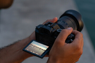 Taking a photo at twilight