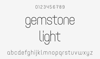 Vector modern alphabet. Lowercase geometric letters with numbers. Elegant abstract font for your design and logos.